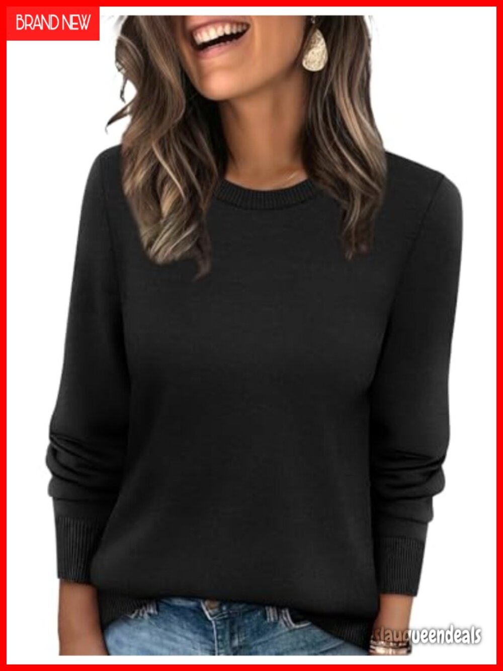 Lightweight Ribbed Knit Long Sleeve Crewneck Pullover Sweater